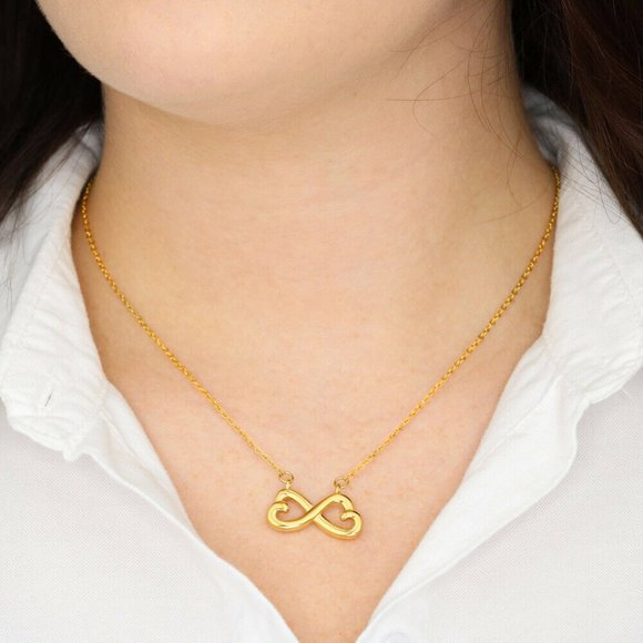 18K Gold Infinity Heart Necklace Pendant wife gift - Picture 2 of 5